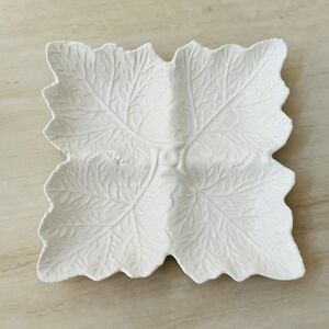 VTG Ceramic Serving Plate Square Leaf Divided 11” Cuernavaca Mexico Junio1990